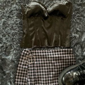 Satin Zipper Corset Top